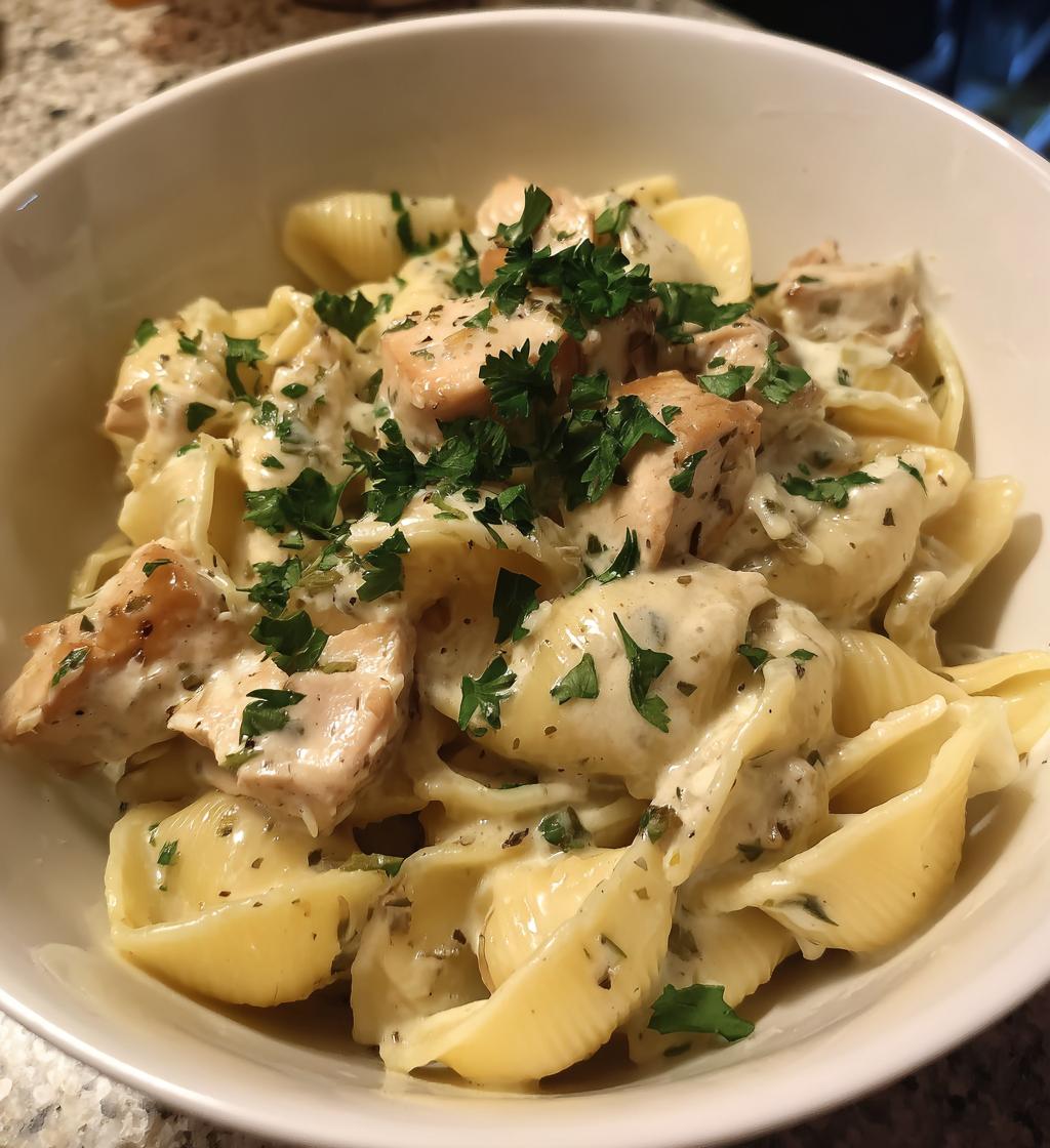 Creamy Garlic Chicken Shells