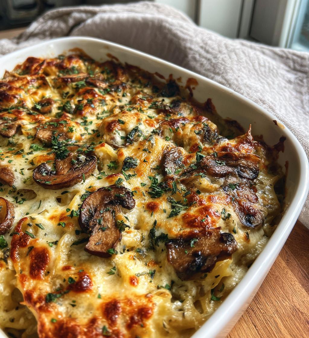 Garlic Mushroom Pasta Bake