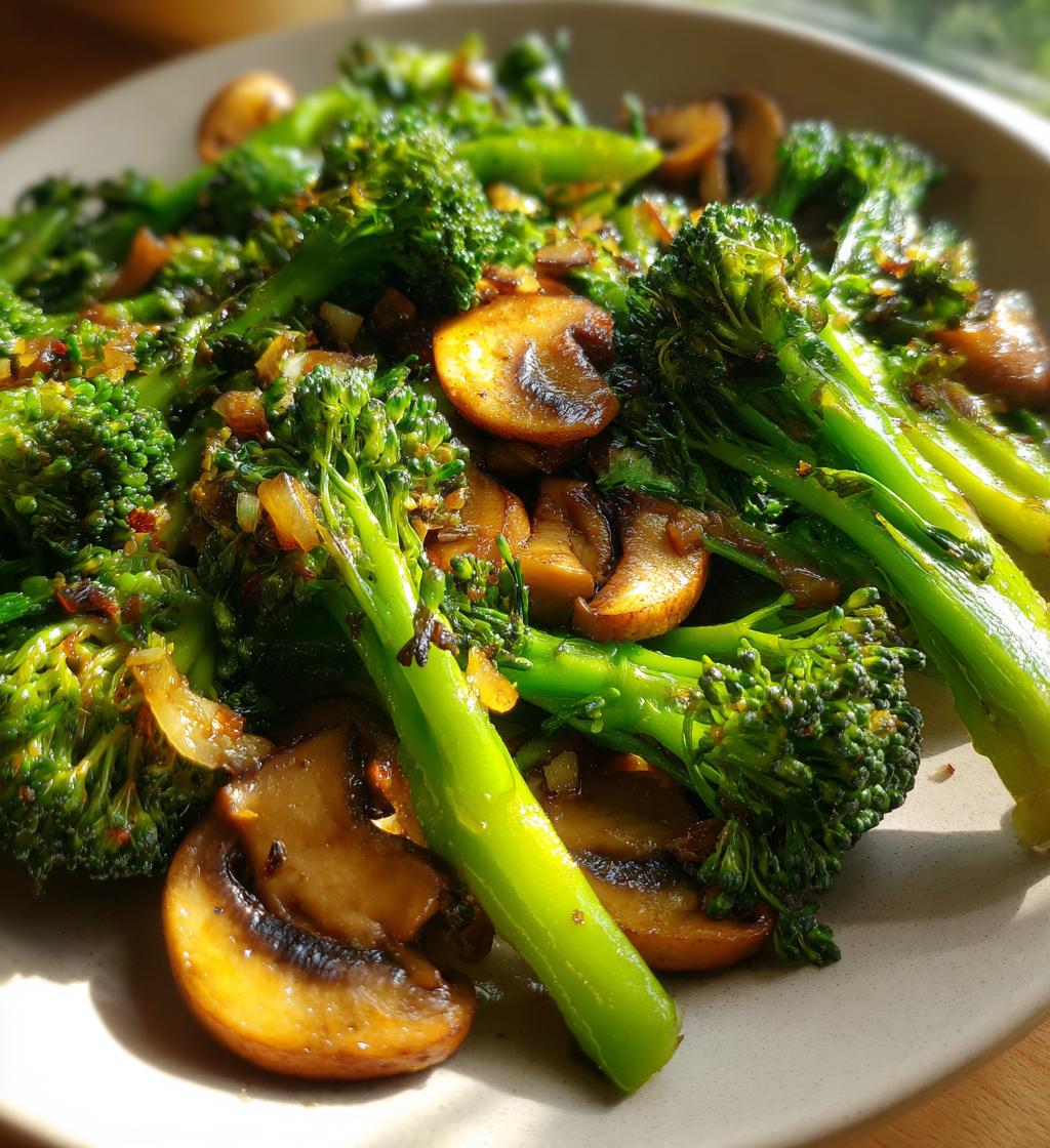 Sauteed Mushrooms Broccoli