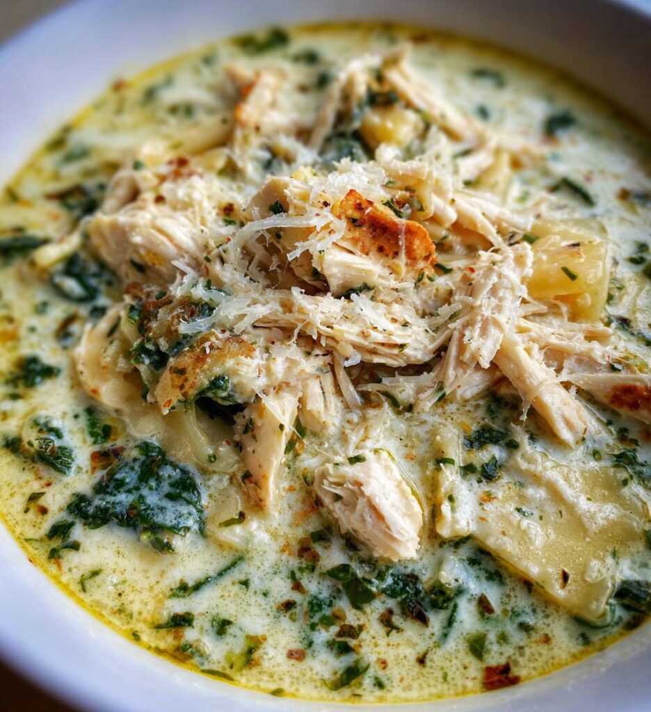 White Chicken Lasagna Soup