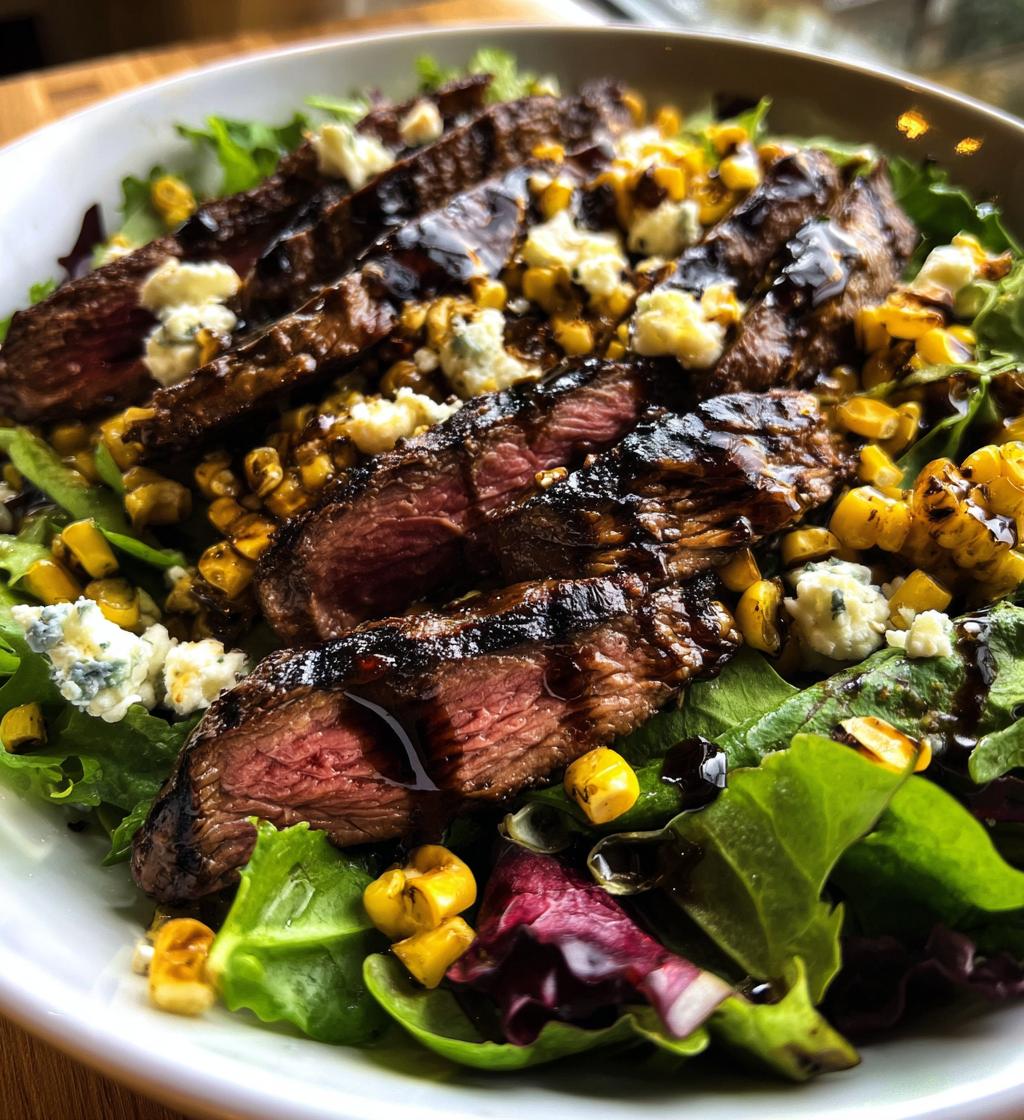 Balsamic Steak Gorgonzola Salad with Grilled Corn