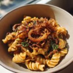 Brown Butter Miso Roasted Garlic Radiatori with Crispy Shallots