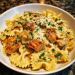 Cajun Garlic Butter Chicken Bowtie Pasta Creamy Parmesan