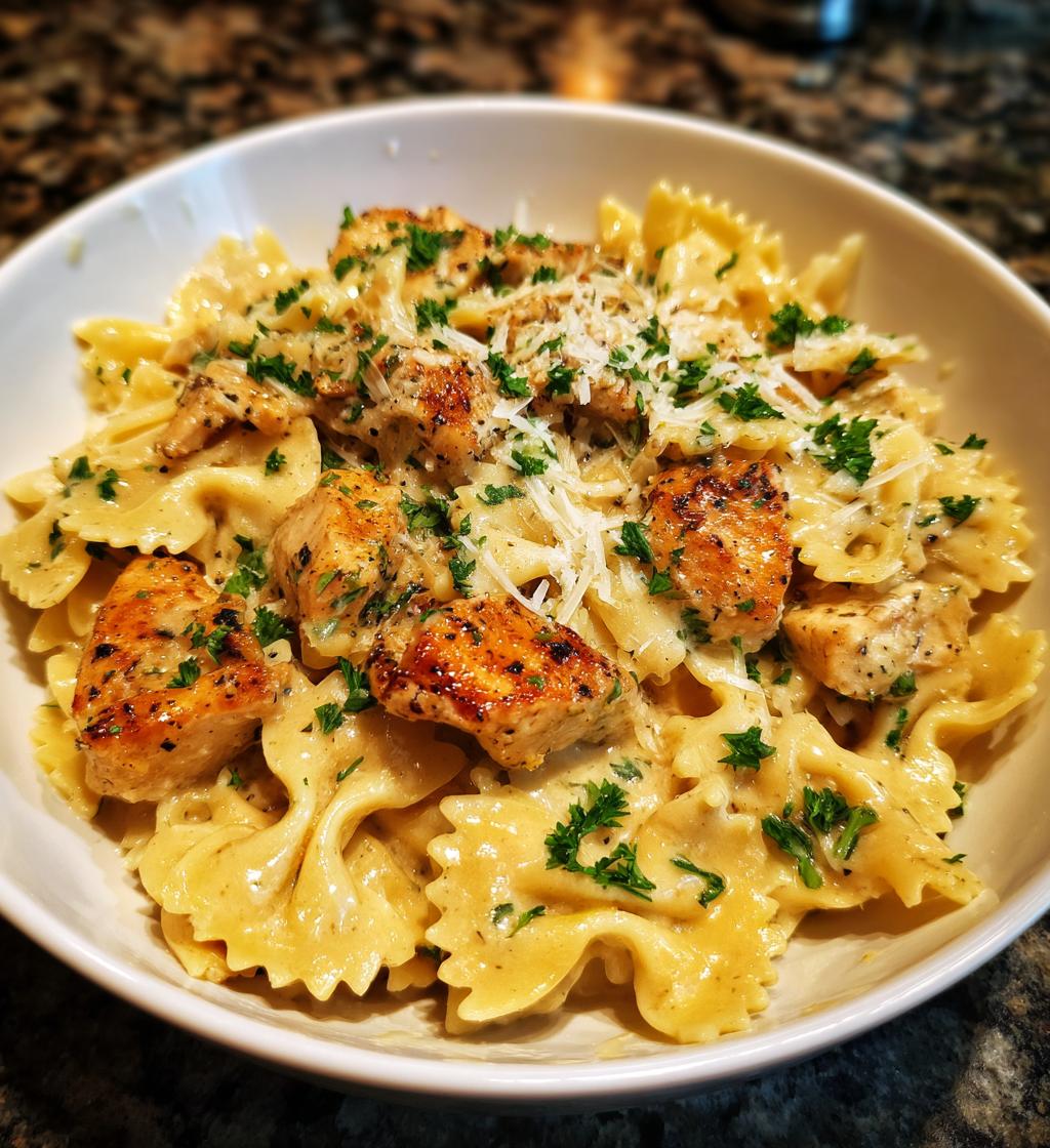 Cajun Garlic Butter Chicken Bowtie Pasta Creamy Parmesan