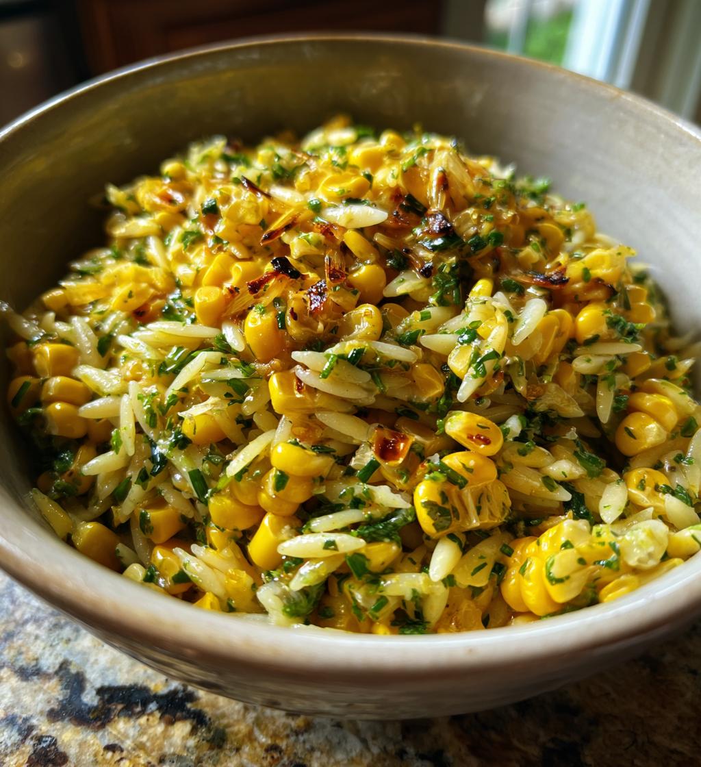 Charred Corn Orzo Salad with Scallion Dill Dressing