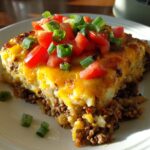 Cheesy Taco Potatoes Bake with Ground Beef