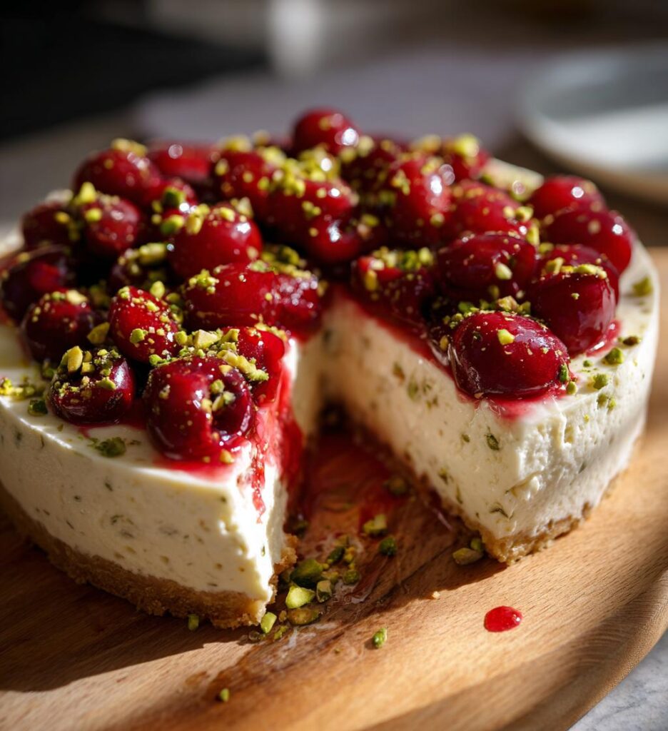 Cherry Pistachio Cheesecake
