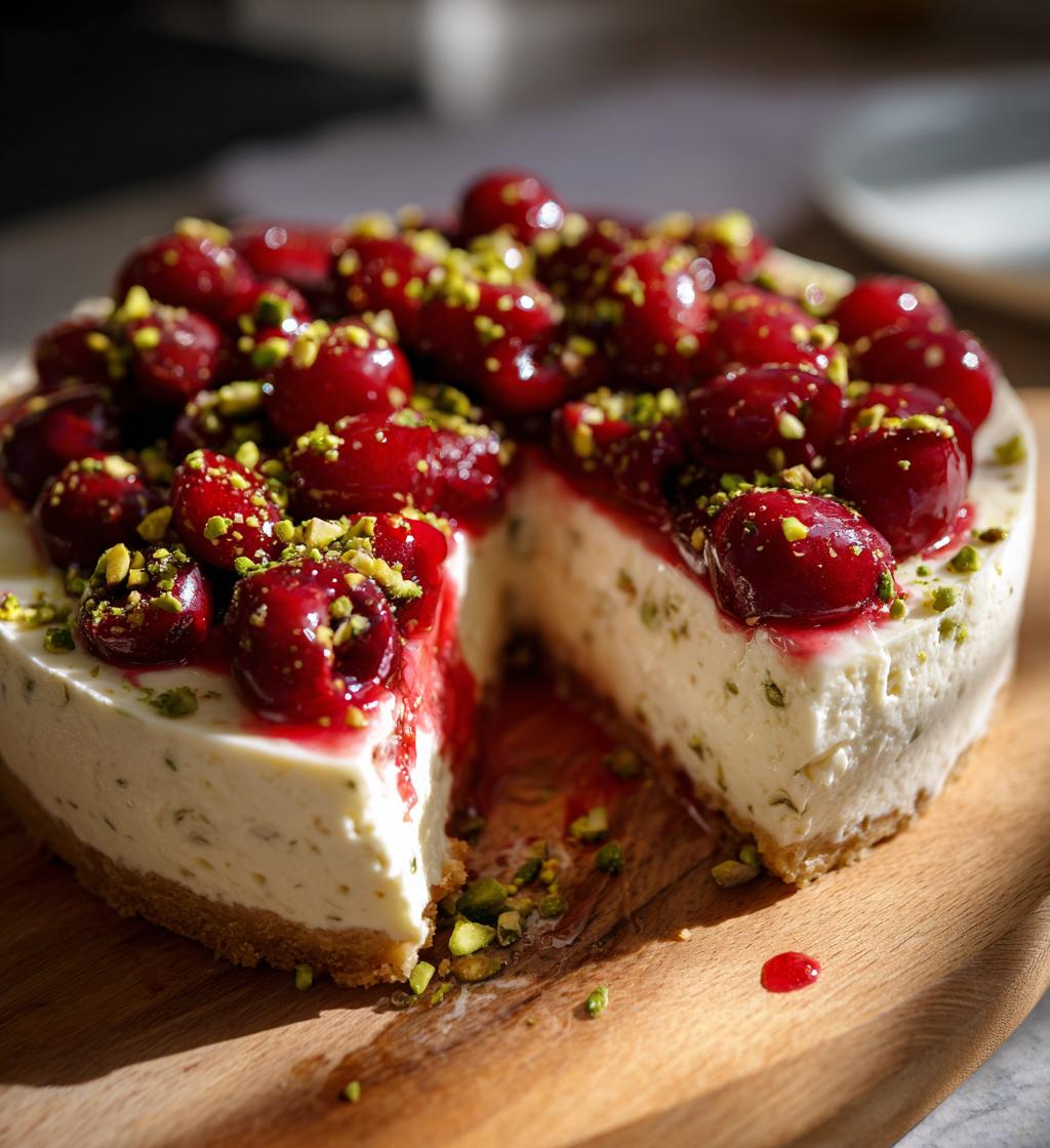 Cherry Pistachio Cheesecake