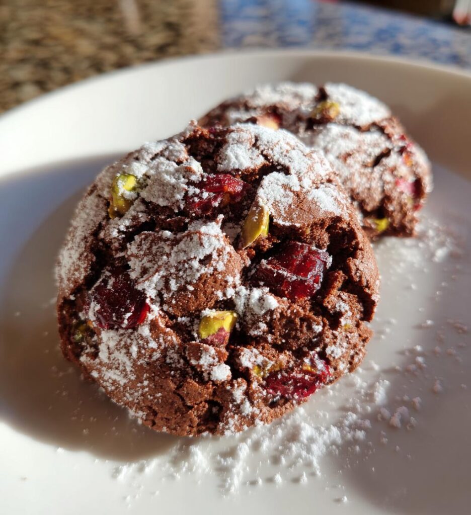 Cherry Pistachio Crinkle Cookies