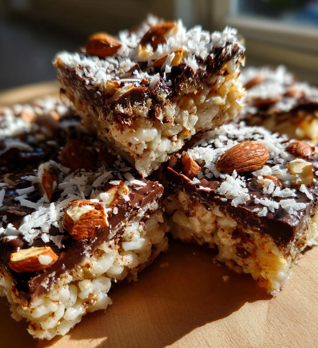 Chewy Almond Joy Krispie Treats