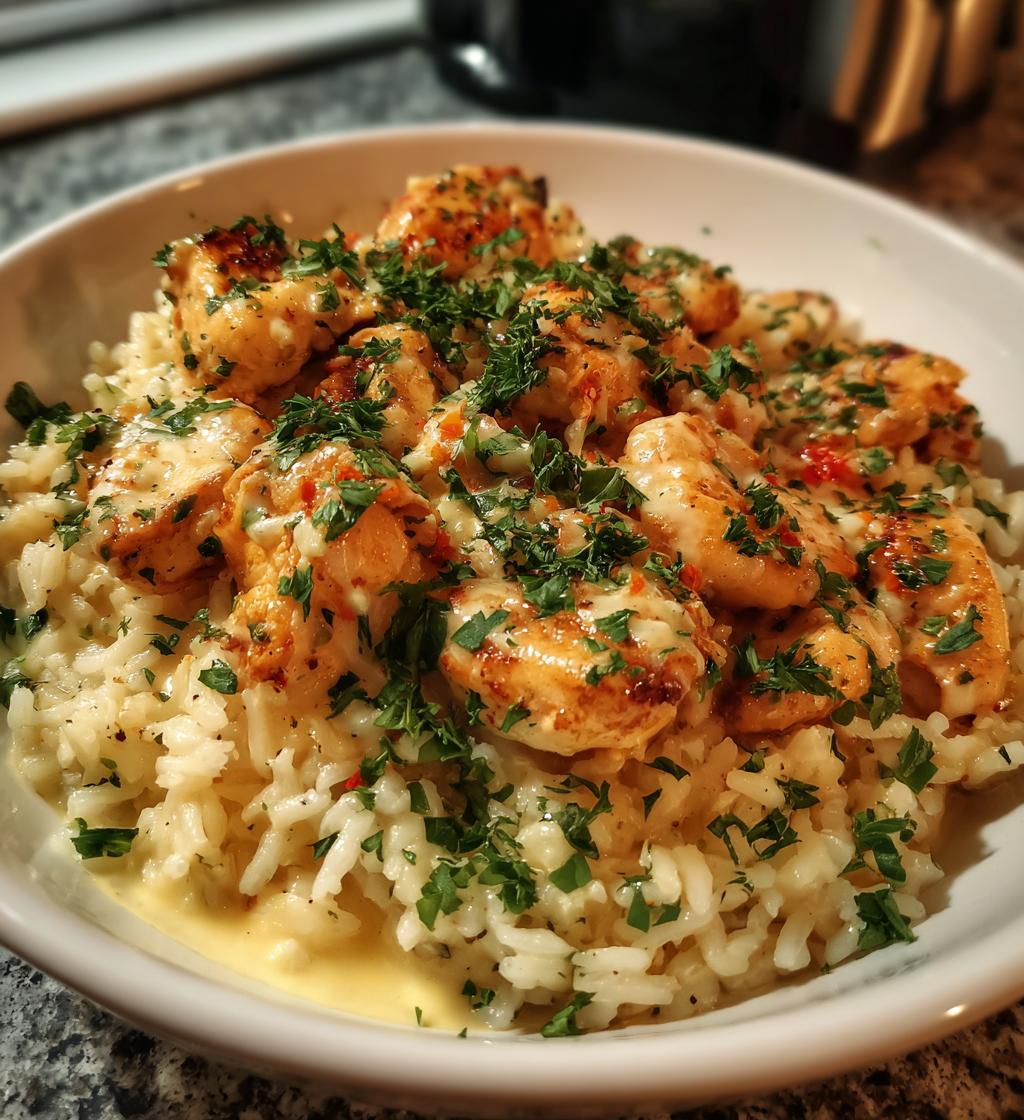 Chicken Scampi with Creamy Garlic Parmesan Rice