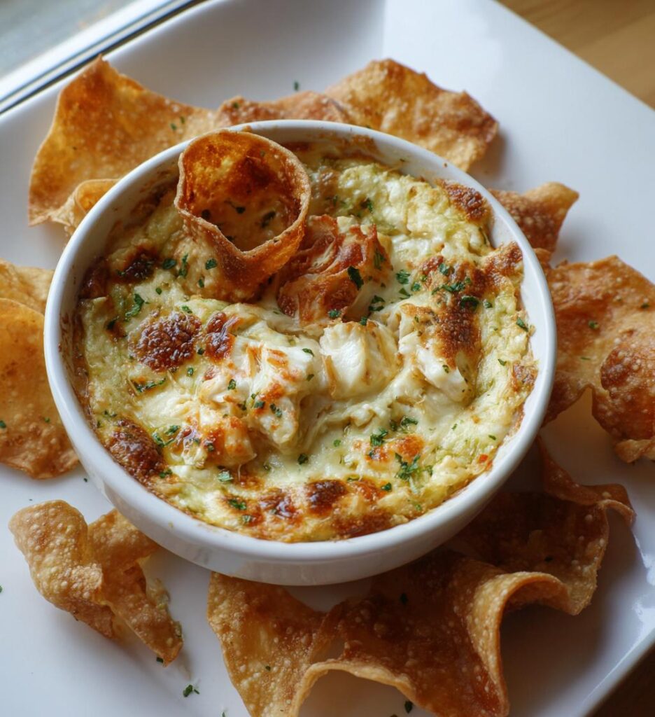 Crab Rangoon Dip with Wonton Chips