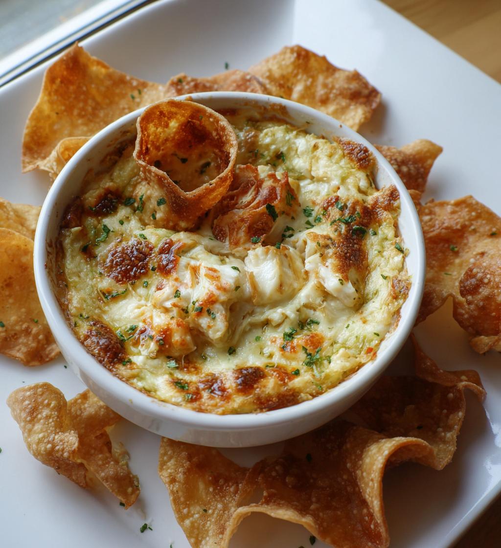 Crab Rangoon Dip with Wonton Chips