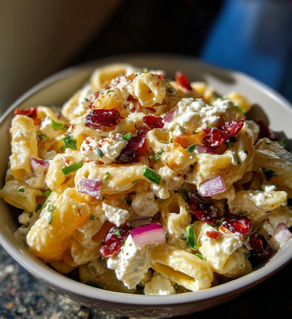 Creamy Feta Cranberry Rigatoni Salad Lemon Vinaigrette