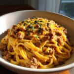 Creamy Loaded Cheeseburger Alfredo Pasta