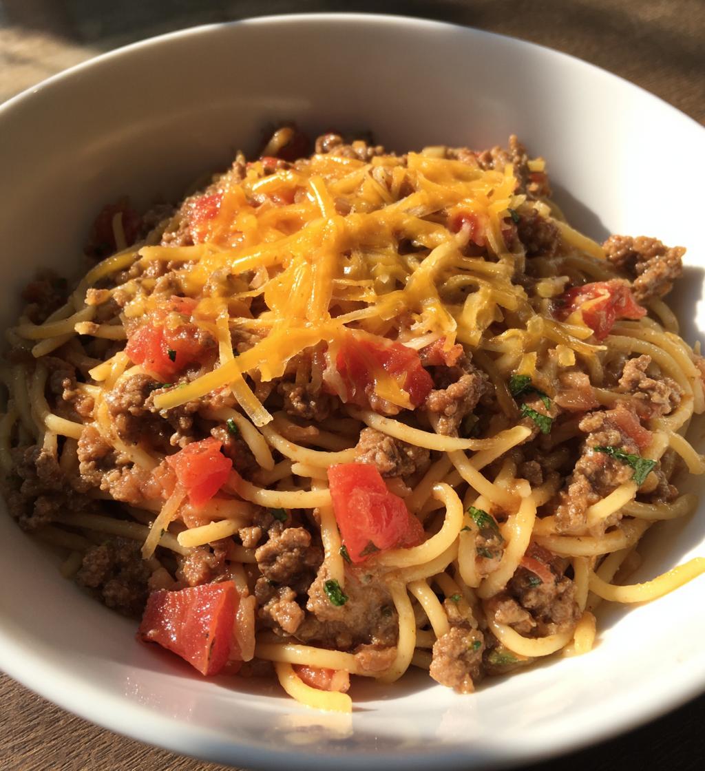 Crockpot Taco Spaghetti
