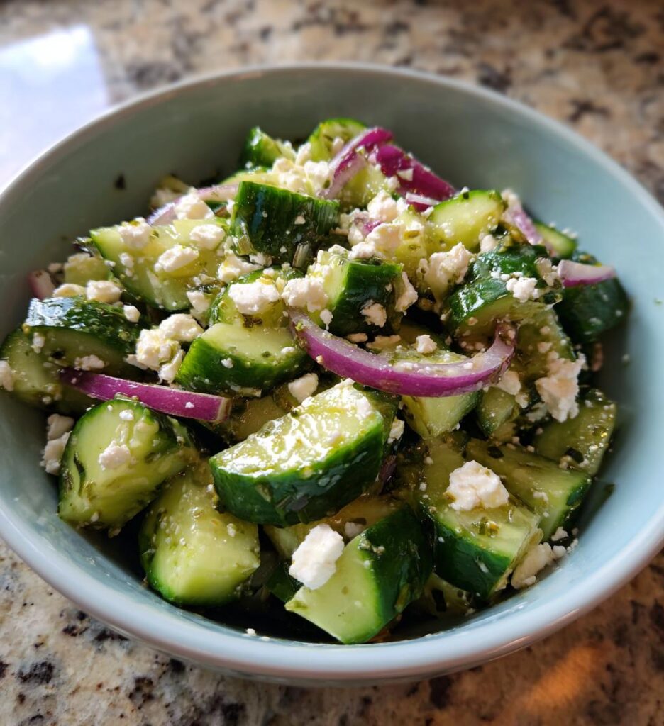 Cucumber Feta Salad with Lemon Greek Vinaigrette