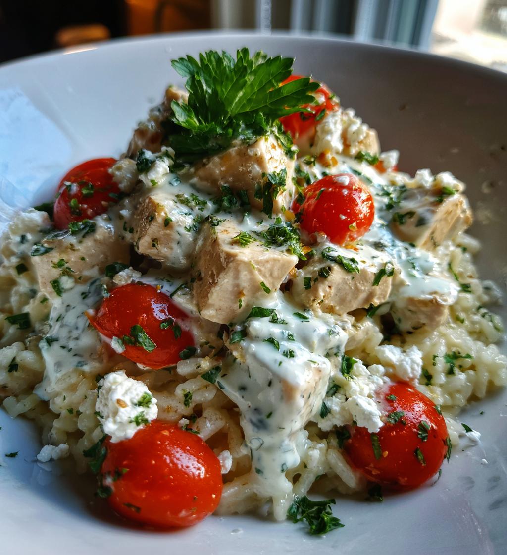 Dump and Bake Chicken Tzatziki Rice