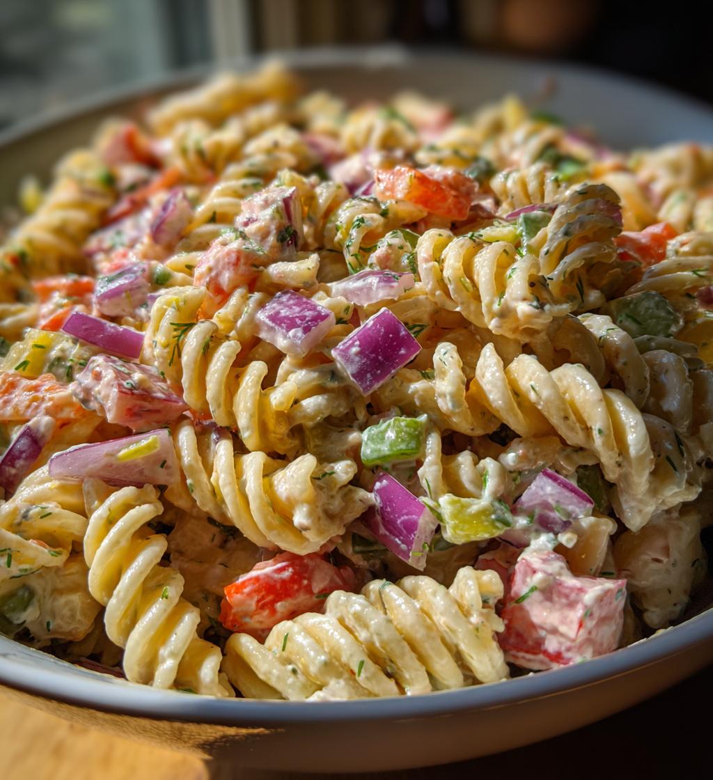 Easy Dill Pickle Pasta Salad