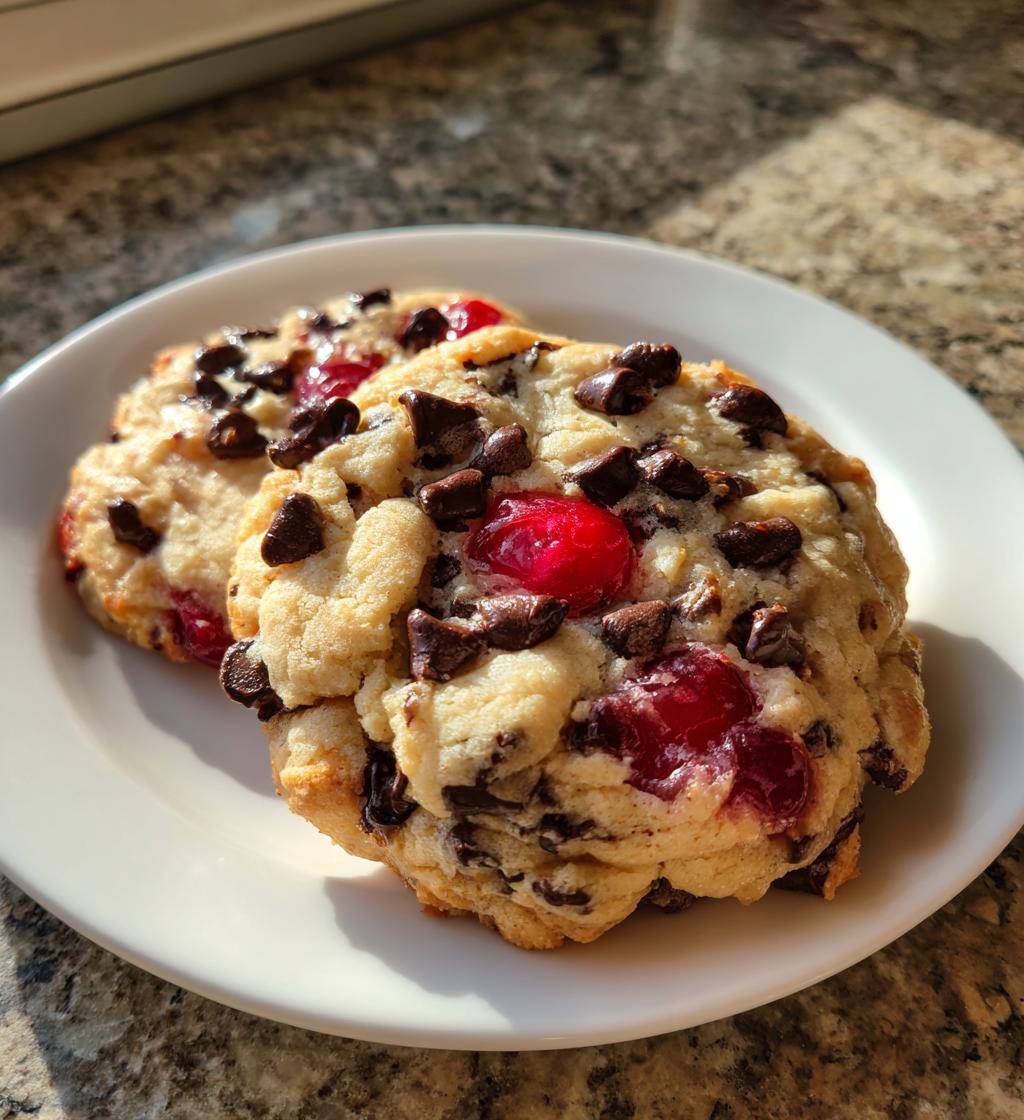 Easy Maraschino Cherry Chocolate Chip Cookies