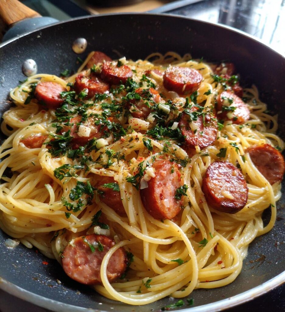 Garlic Sausage Spaghetti