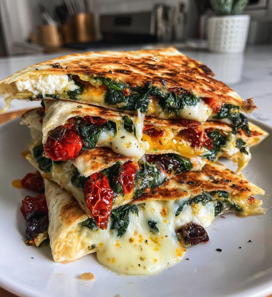 Golden Mediterranean Quesadilla