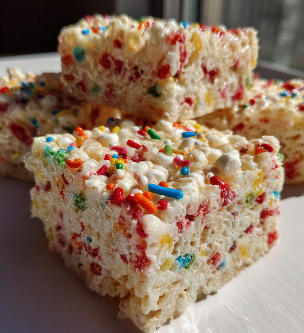 Gooey Cake Batter Rice Krispie Treats