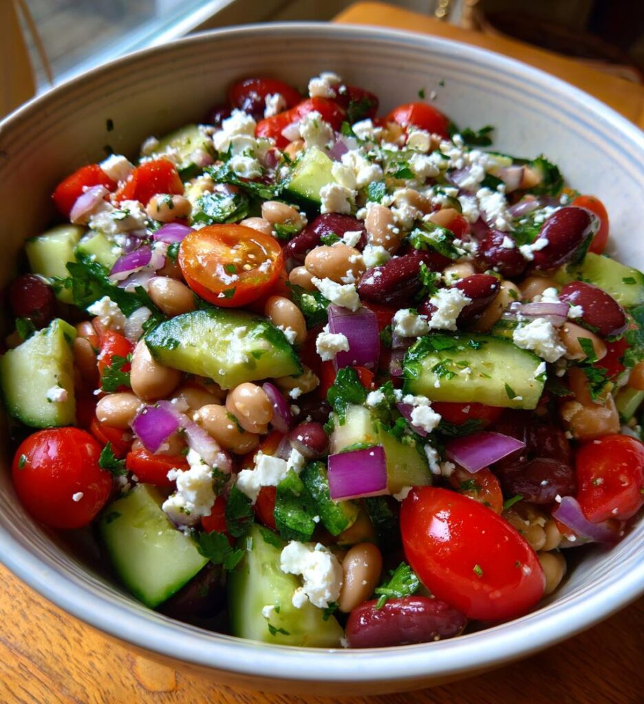 Greek Bean Salad with Lemon Infused Beans