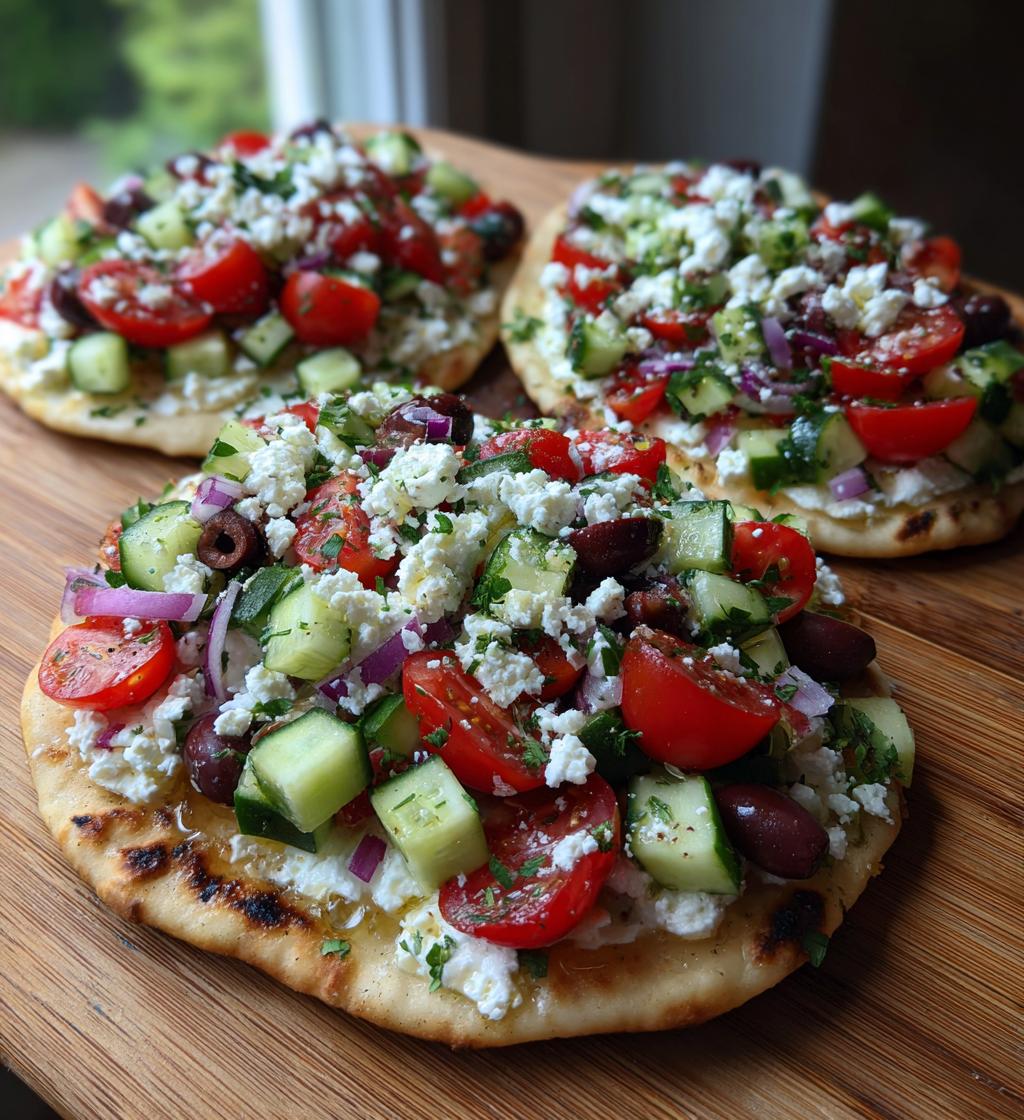 Greek Salad Cottage Cheese Flatbreads