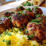 Greek Turkey Meatballs with Lemon Herb Rice