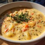 Hearty Cheddar Garlic Herb Potato Soup