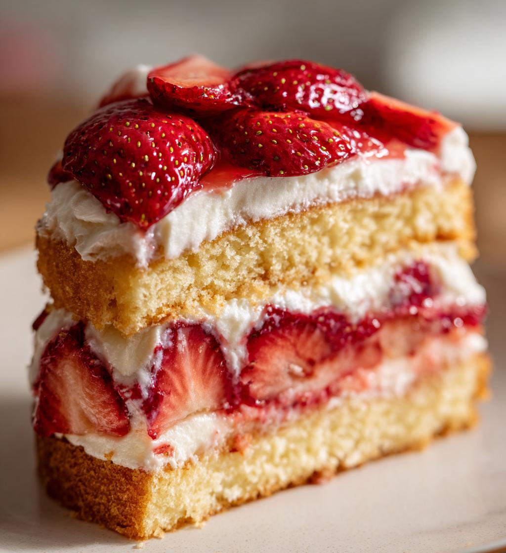 Heavenly Strawberry Custard Cake