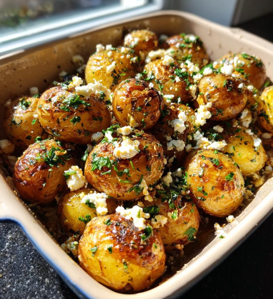 Lemon Feta Greek Roasted Potatoes