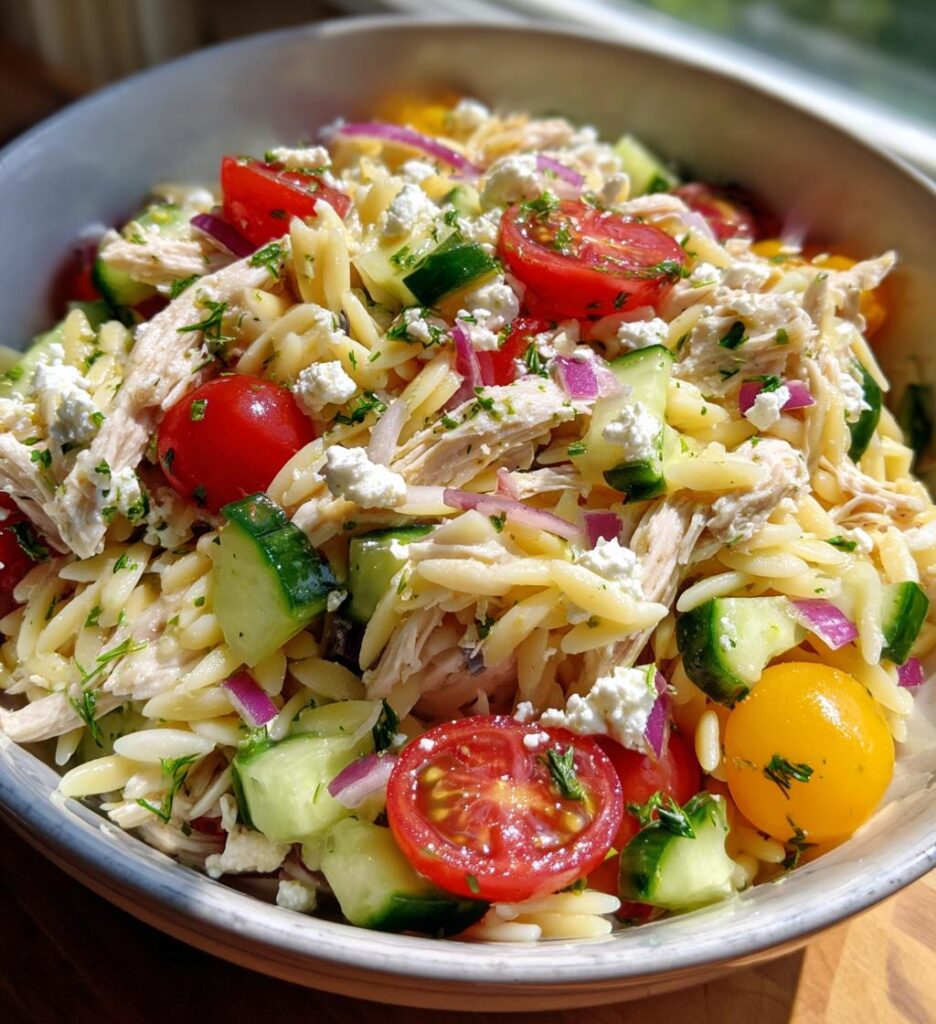 Lemon Orzo Salad with Chicken