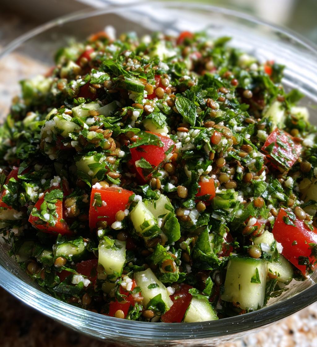 Lentil Tabbouleh Mediterranean Salad