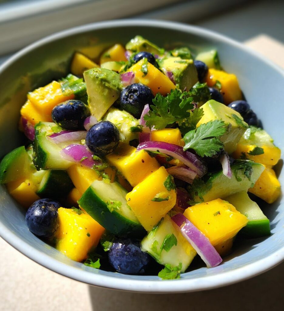 Mango Cucumber Salad with Blueberries and Avocado