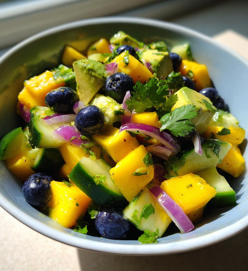 Mango Cucumber Salad with Blueberries and Avocado