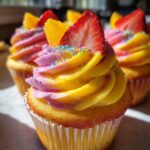 Mango Strawberry Sunset Cupcakes