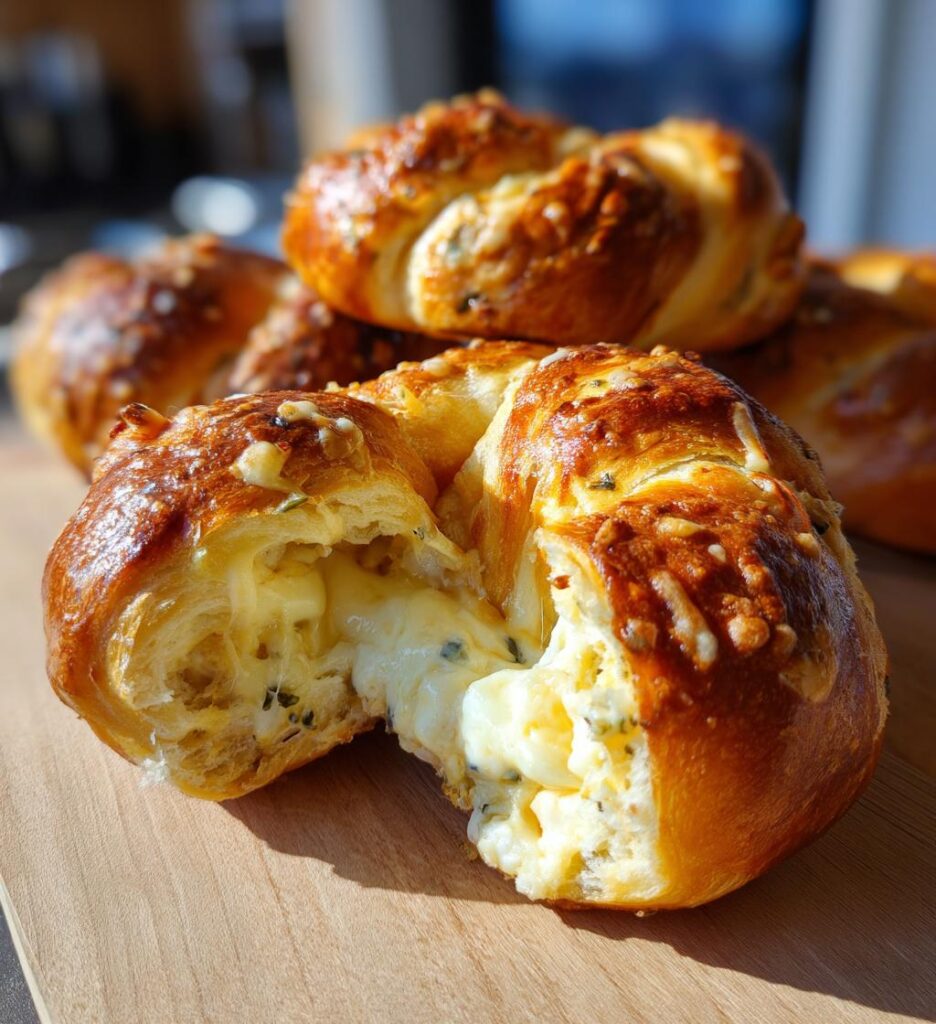 Mozzarella Stuffed Rosemary Parmesan Pretzels