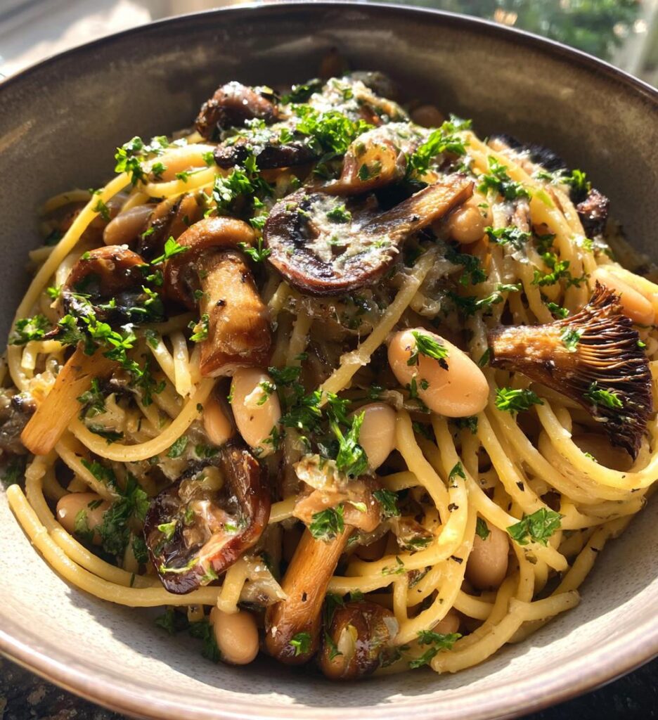 Mushroom White Bean Pasta