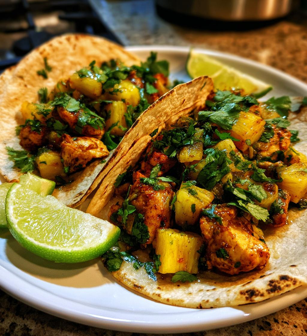 One Pan Chicken and Pineapple Tacos