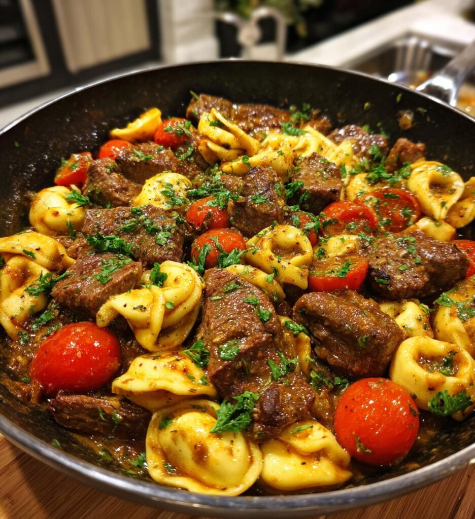 One Pan Cowboy Butter Tortellini Steak Bites