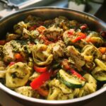 One Pan Pesto Chicken Tortellini and Veggies