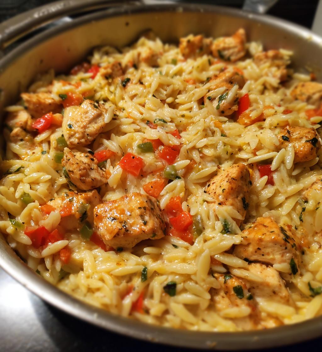 One Pot Cajun Chicken Alfredo Orzo