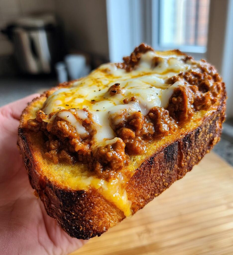 Open Face Garlic Toast Sloppy Joes