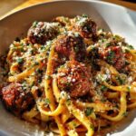 Parmesan Linguine Garlic Butter Meatballs
