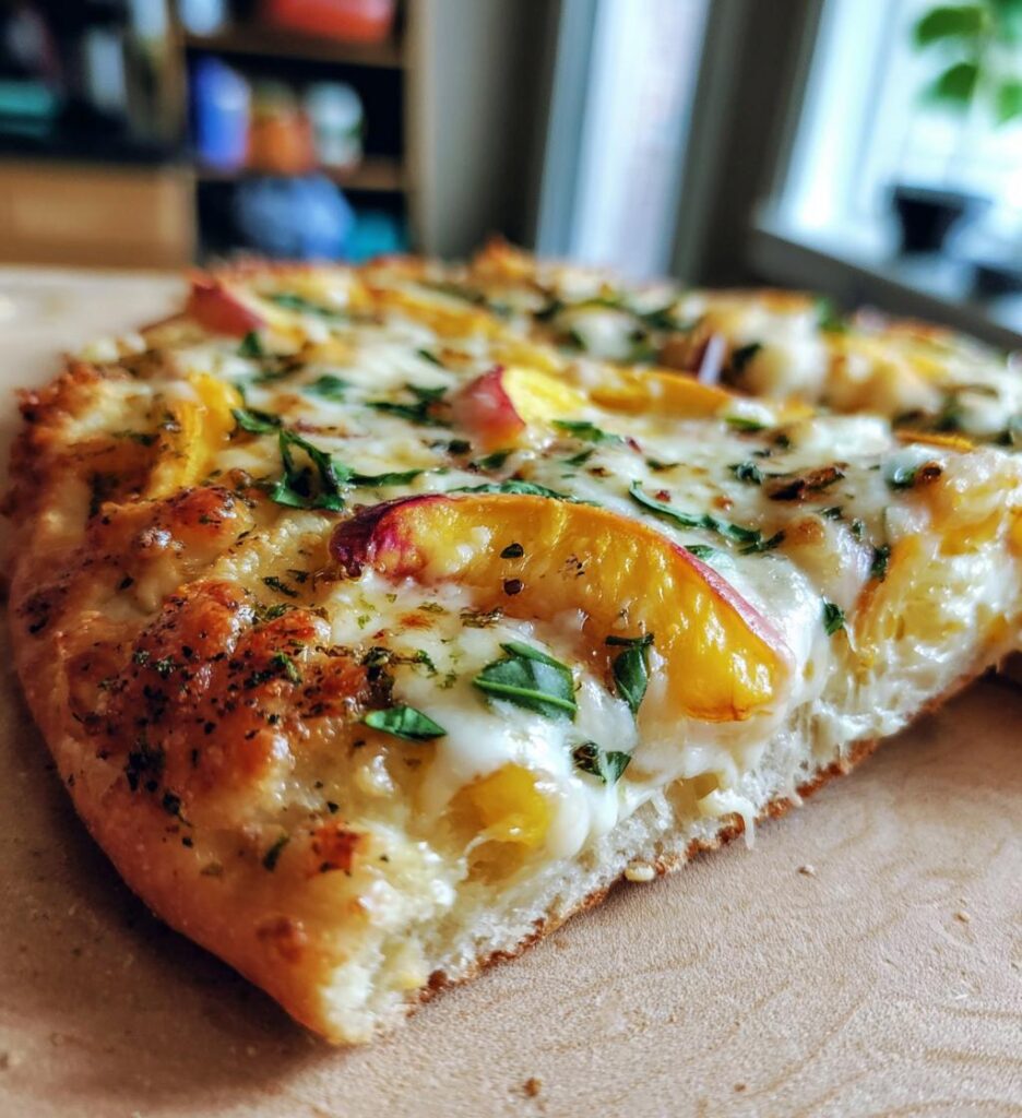 Peach Basil Naan Bread Pizza