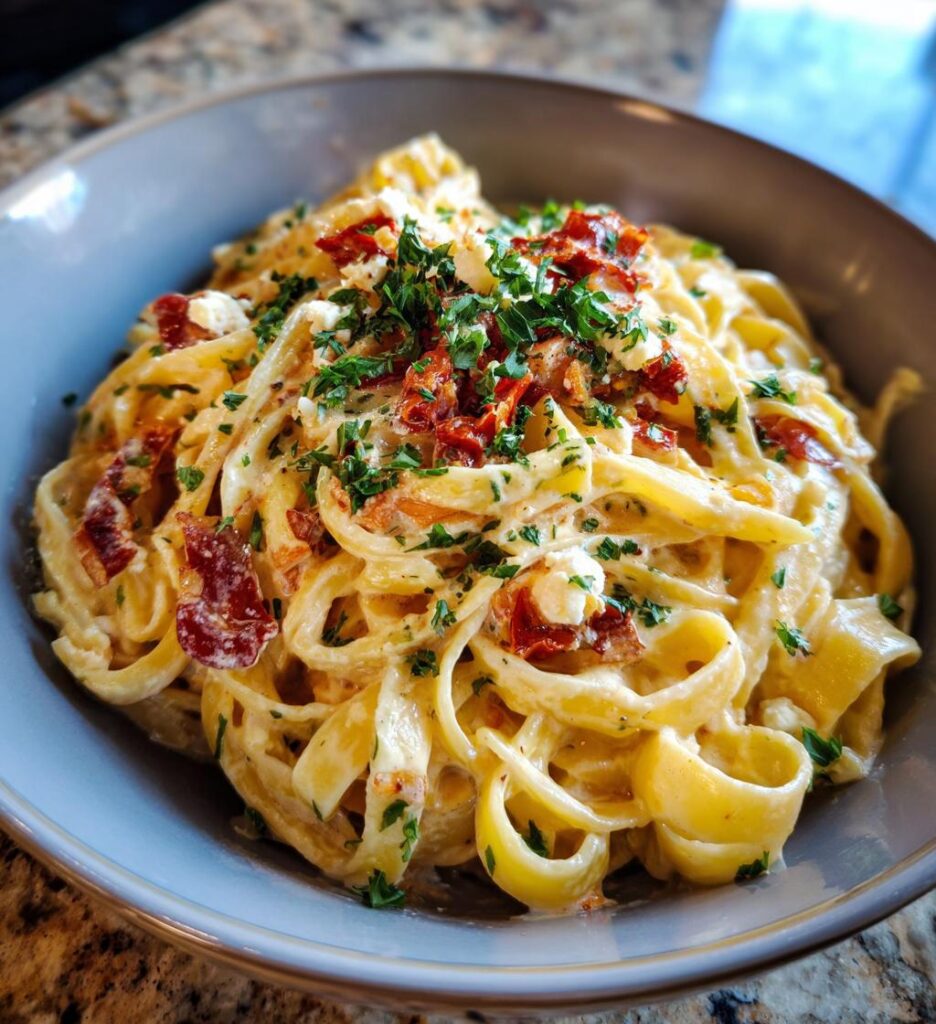 Roasted Red Pepper Goat Cheese Alfredo