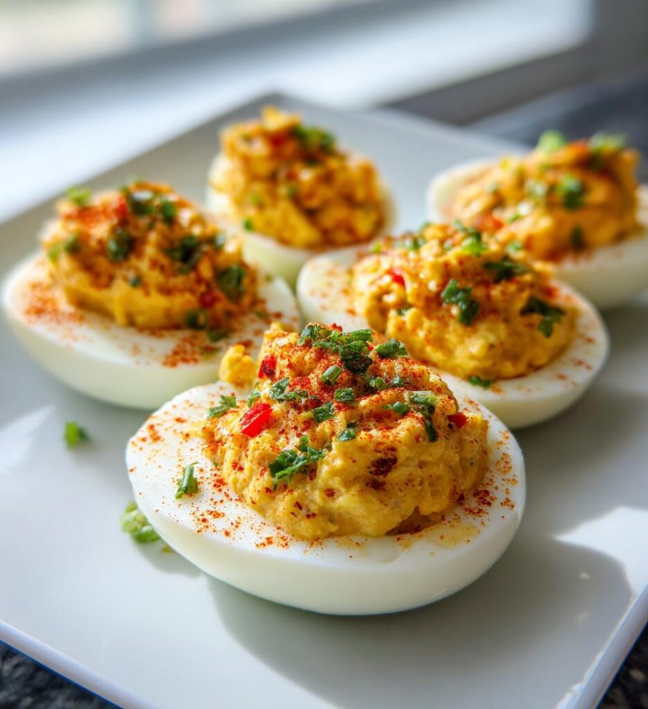Spicy Banana Pepper Deviled Eggs