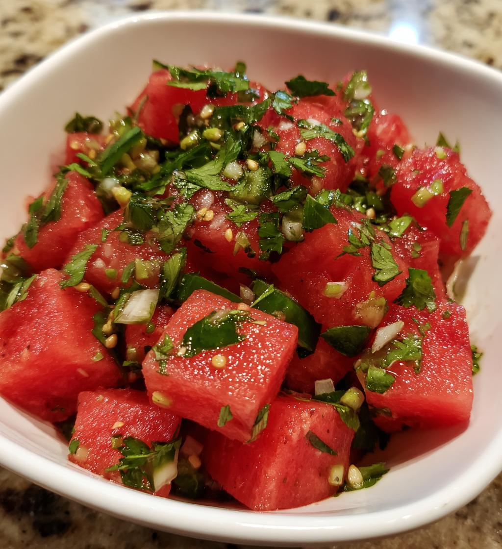 Spicy Watermelon Salad with Cilantro and Lime